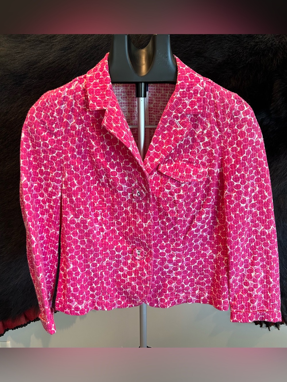 Gap Pink Polka Dot Women's Cropped Lightweight Jacket Sz 8